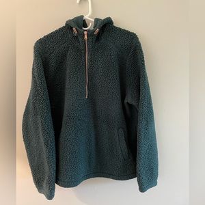 Dark green Sherpa pullover quarter zip